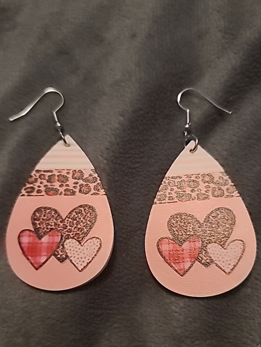 Pink Heart Teardrop Dangle Earrings